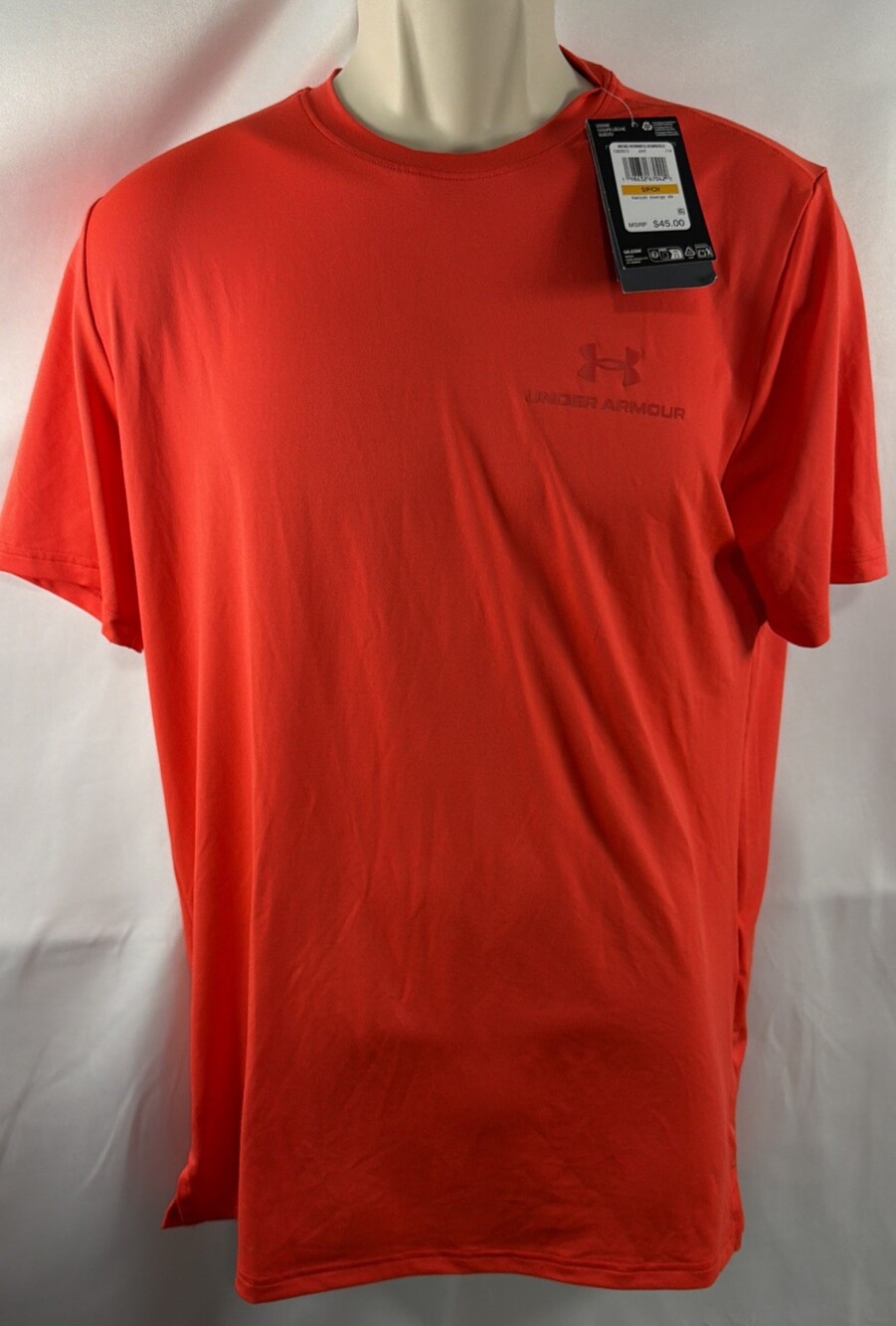 Under Armour Rush Mens Athletic Shirt Sz Small Red Orange Loose NEW NWT $45